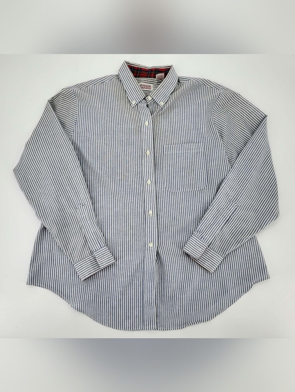 Women’s Blue & White Striped Button-Down Shirt - Classic Collar